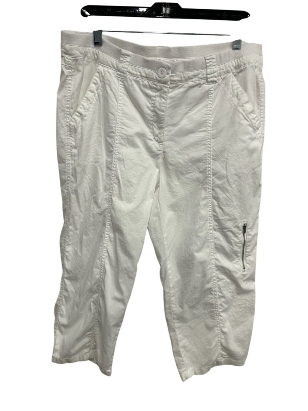 Coral Bay Womens White Lightweight Capri Pants Size 16 Coastal Classic Stretch